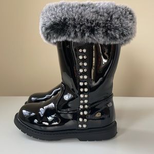 Naturino Black Patent Studded Horatia Boot